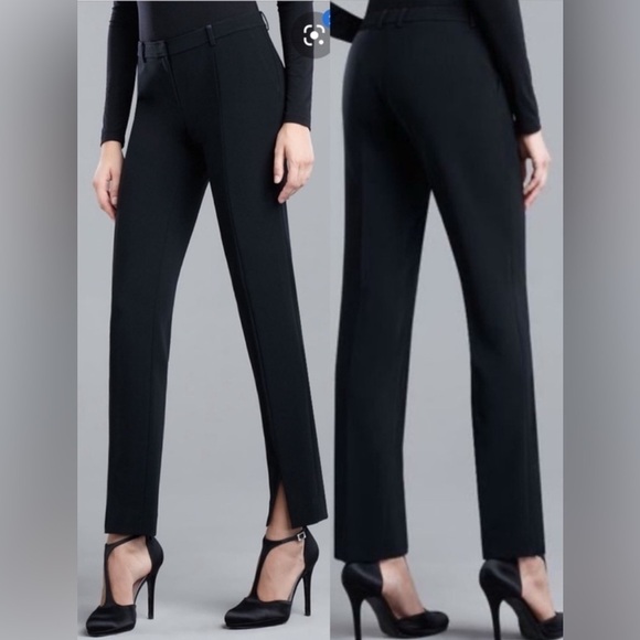 ST John caviar black trousers Jennifer Crepe Marocain ankle pant Sz10 - Picture 1 of 9